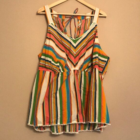 Red Camel Bold Stripe Tank Top - Size 3X - Picture 1 of 11